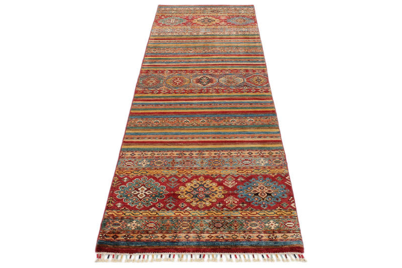 3x10 Red and Multicolor Tribal Runner