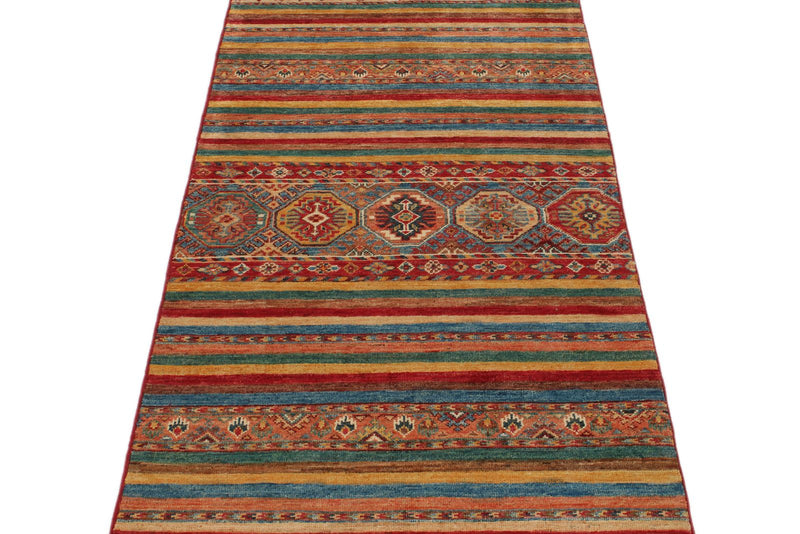 3x10 Red and Multicolor Tribal Runner