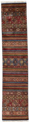 3x12 Blue and Multicolor Tribal Runner