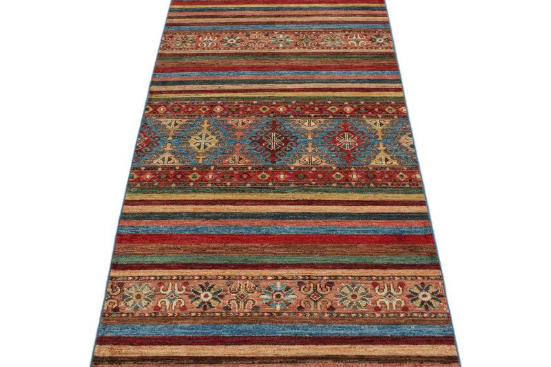 3x12 Blue and Multicolor Tribal Runner