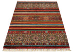 3x5 Multicolor and Red Tribal Rug