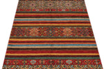 3x5 Multicolor and Red Tribal Rug