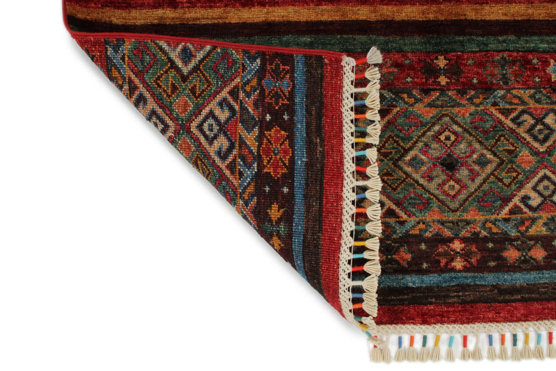 3x5 Multicolor and Red Tribal Rug
