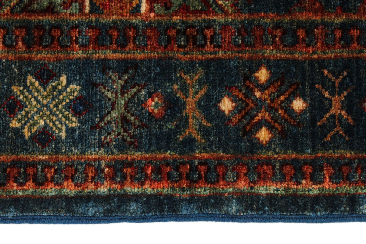 3x9 Blue and Beige Turkish Tribal Runner