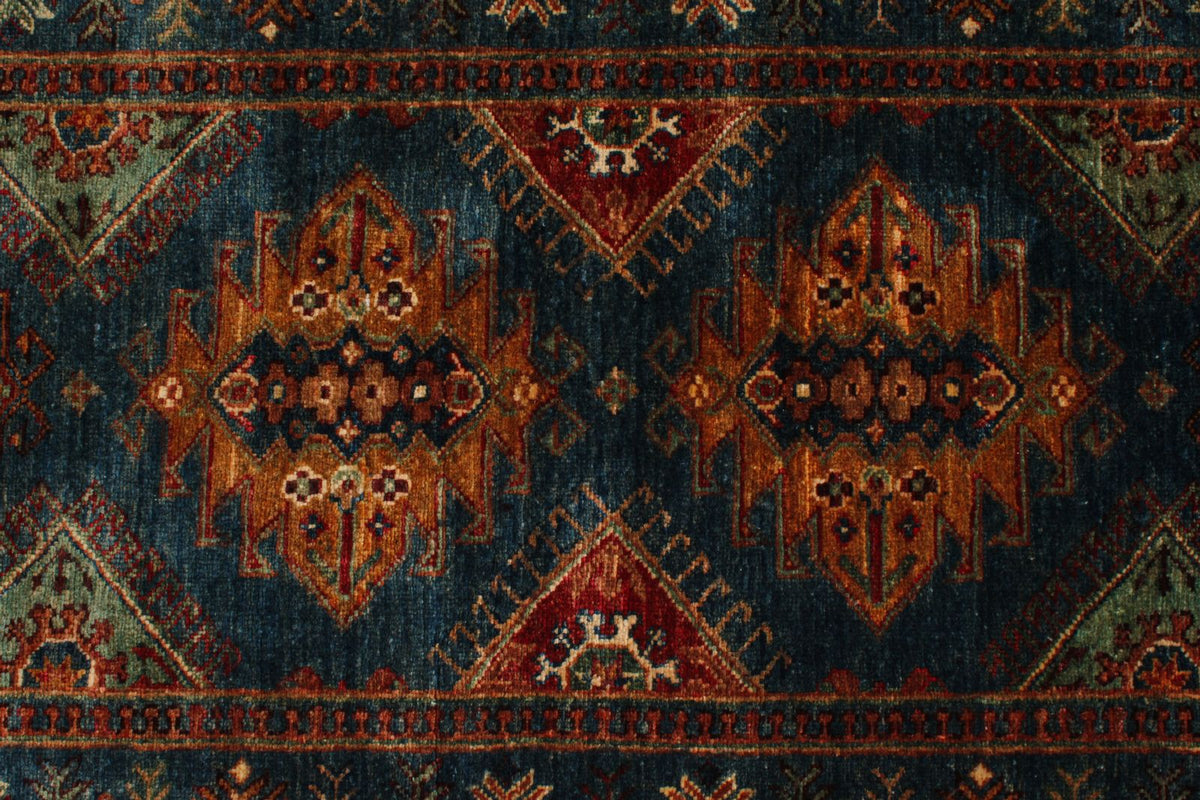 3x9 Blue and Beige Turkish Tribal Runner