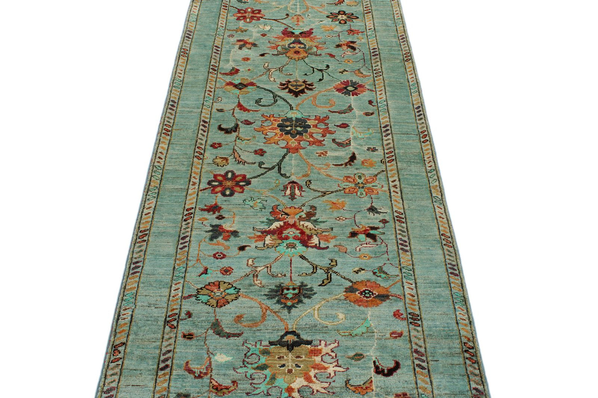 3x9 Blue Turkish Tribal Runner