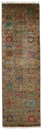 3x9 Beige and Beige Turkish Tribal Runner