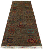 3x9 Beige and Beige Turkish Tribal Runner