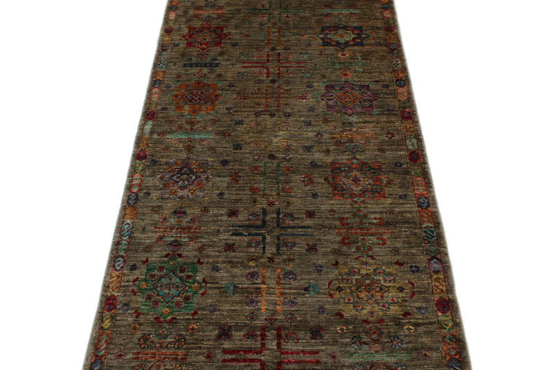 3x9 Beige and Beige Turkish Tribal Runner