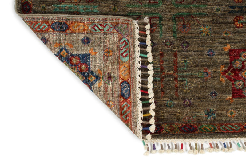 3x9 Beige and Beige Turkish Tribal Runner