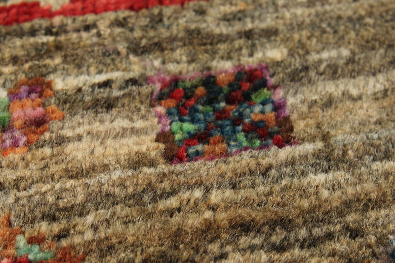 3x9 Beige and Beige Turkish Tribal Runner