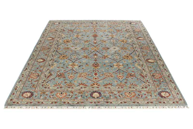 7x10 Gray and Multicolor Turkish Tribal Rug