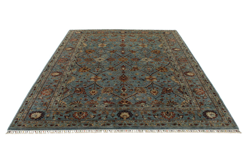 7x10 Gray and Multicolor Turkish Tribal Rug