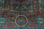 7x10 Green and Blue Turkish Tribal Rug