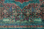 7x10 Green and Blue Turkish Tribal Rug