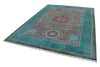 7x10 Green and Blue Turkish Tribal Rug