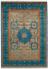 6x8 Green and Blue Turkish Tribal Rug