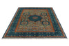 6x8 Green and Blue Turkish Tribal Rug