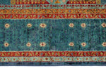 6x8 Green and Blue Turkish Tribal Rug