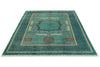 6x8 Green and Navy Turkish Tribal Rug