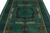 6x8 Green and Navy Turkish Tribal Rug