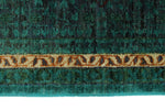 6x8 Green and Navy Turkish Tribal Rug