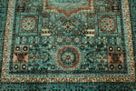 5x7 Light Green and Green Turkish Tribal Rug