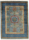 5x7 Gray and Navy Turkish Tribal Rug