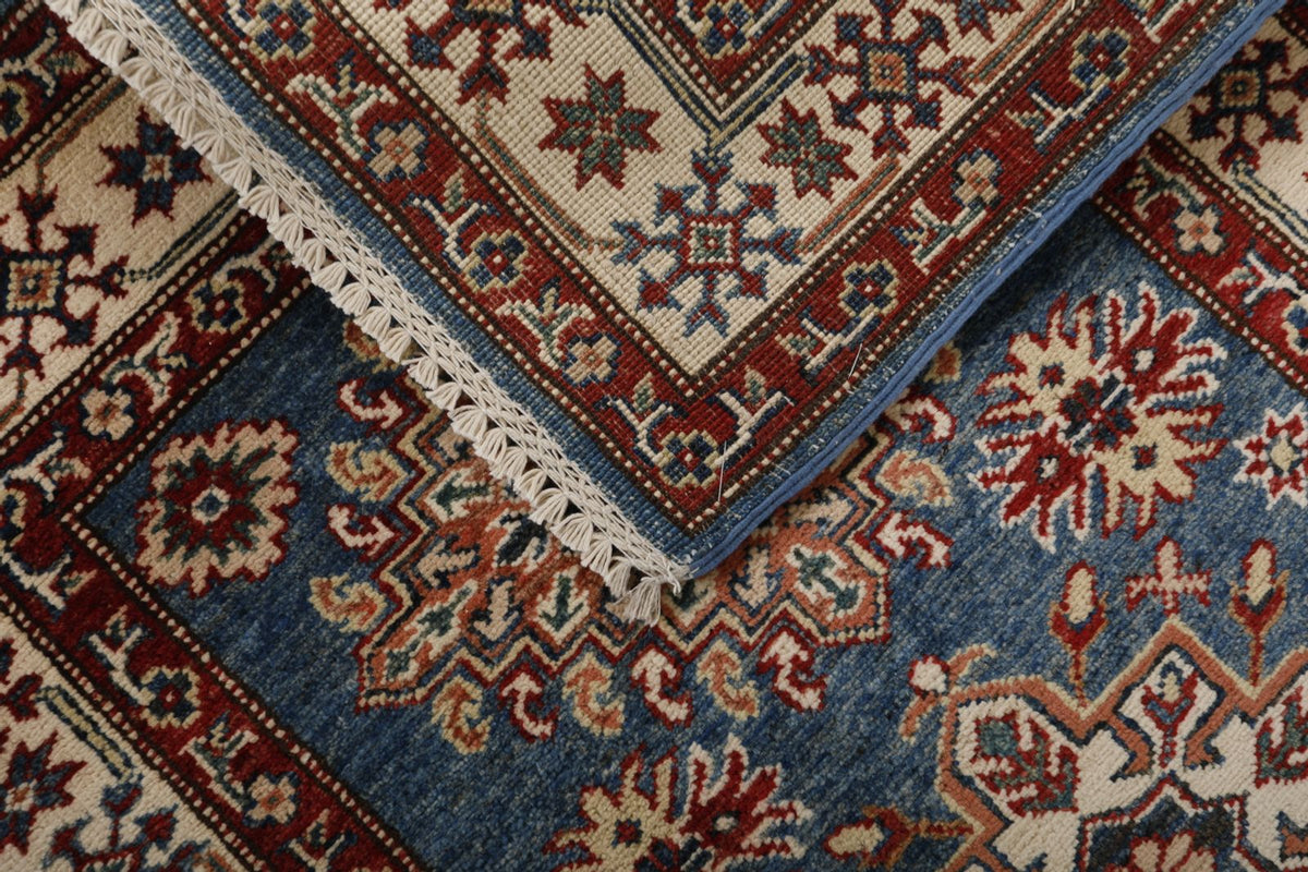 3x19 Blue and Ivory Kazak Tribal Runner