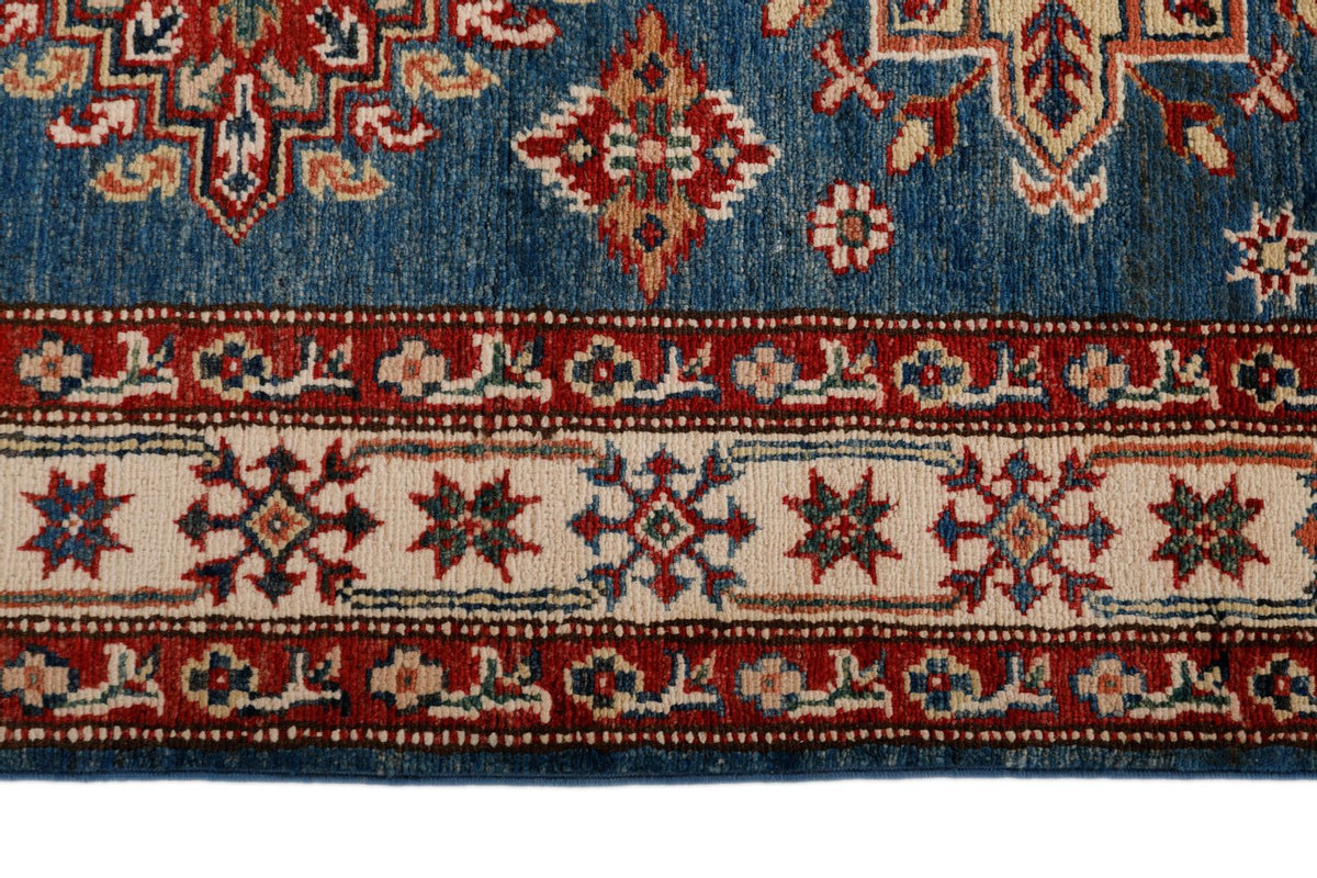 3x19 Blue and Ivory Kazak Tribal Runner