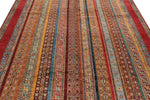 7x10 Multicolor and Red Turkish Tribal Rug