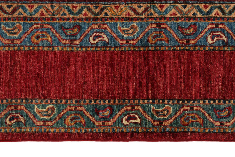 7x10 Multicolor and Red Turkish Tribal Rug