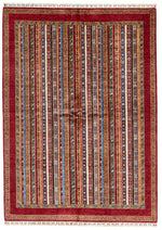 6x8 Multicolor and Red Turkish Tribal Rug