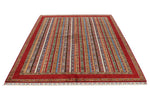6x8 Multicolor and Red Turkish Tribal Rug