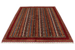 6x8 Multicolor and Red Turkish Tribal Rug
