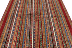 6x8 Multicolor and Red Turkish Tribal Rug