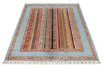 4x6 Multicolor and Blue Turkish Tribal Rug