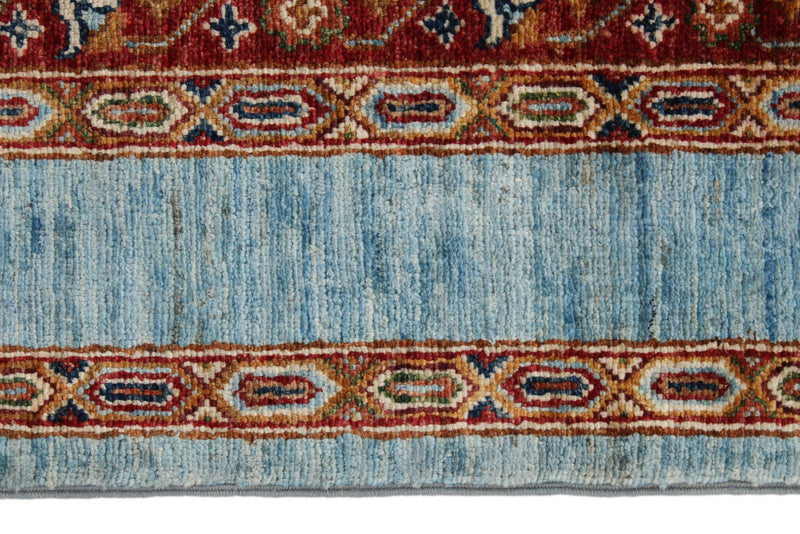 4x6 Multicolor and Blue Turkish Tribal Rug