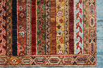 4x6 Multicolor and Blue Turkish Tribal Rug