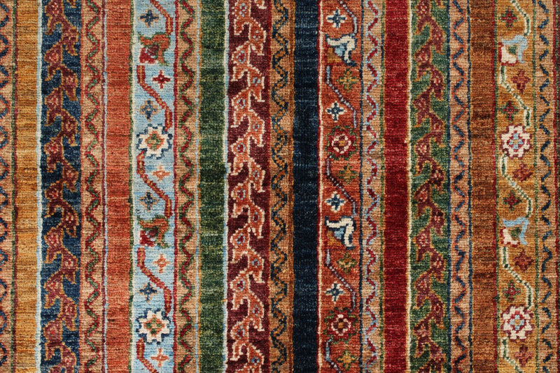 4x6 Multicolor and Blue Turkish Tribal Rug