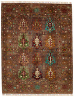 5x7 Brown and Dark Brown Turkish Tribal Rug