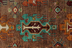 5x7 Brown and Dark Brown Turkish Tribal Rug