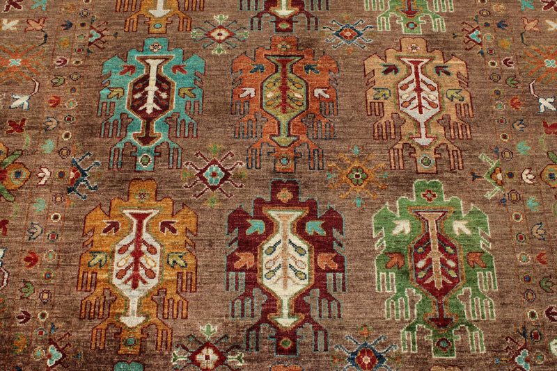 5x7 Brown and Dark Brown Turkish Tribal Rug