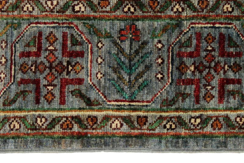 5x7 Gray and Multicolor Turkish Tribal Rug