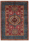 6x8 Red and Blue Turkish Tribal Rug