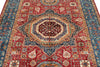 6x8 Red and Blue Turkish Tribal Rug