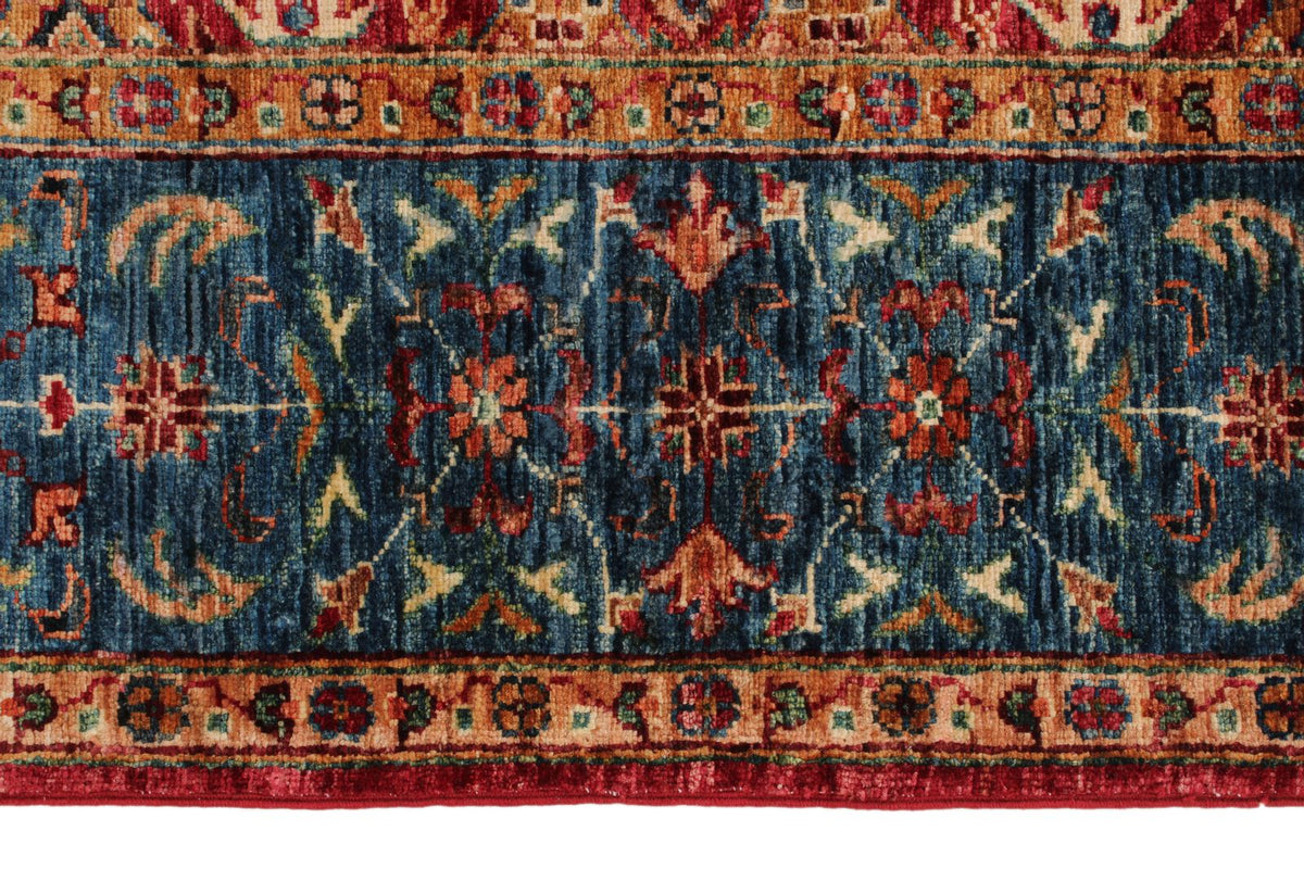 6x8 Red and Blue Turkish Tribal Rug