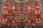 6x8 Red and Blue Turkish Tribal Rug