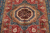 6x8 Red and Blue Turkish Tribal Rug