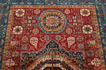 6x8 Red and Blue Turkish Tribal Rug